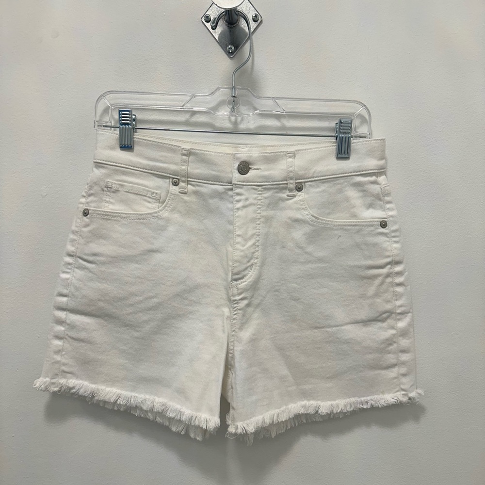 Loft Women's White Frayed Hem Denim Shorts
